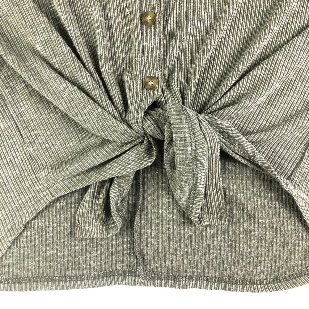 MOD Boutique Ribbed Front Tie Button Up Top - Picture 8 of 9